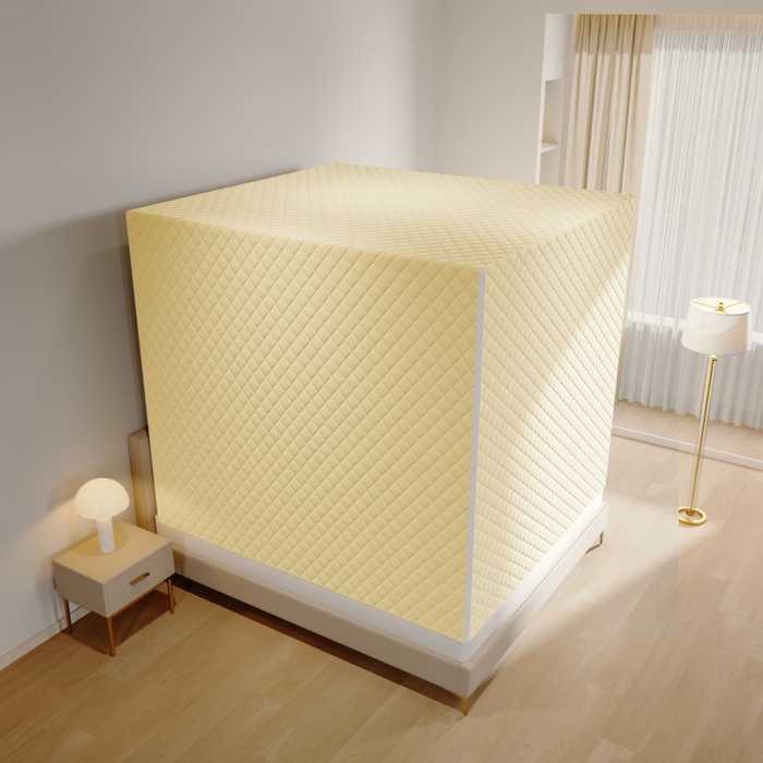 91家纺网 家纺一手货源 找家纺 卓尔居 2025新款坐床保暖罩夹棉一体式保暖蚊帐，夹棉蚊帐，冬季蚊帐 黄色