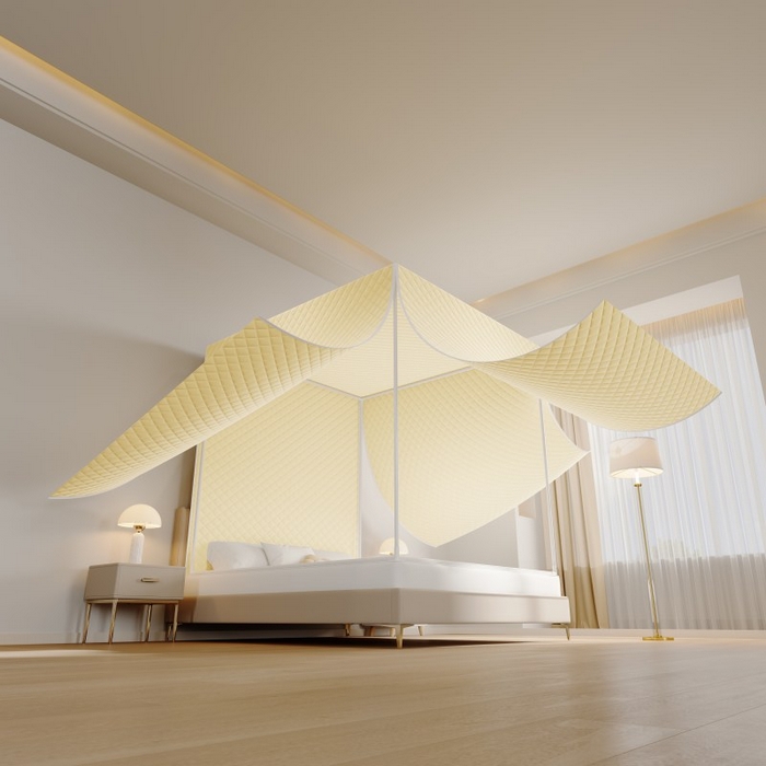 91家纺网 家纺一手货源 找家纺 卓尔居 2025新款坐床保暖罩夹棉一体式保暖蚊帐，夹棉蚊帐，冬季蚊帐 黄色