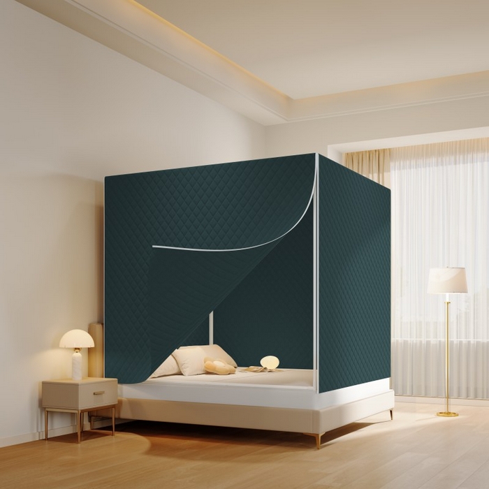 卓尔居 2025新款坐床保暖罩夹棉一体式保暖蚊帐，夹棉蚊帐，冬季蚊帐 深绿