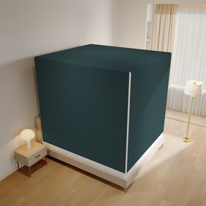 91家纺网 家纺一手货源 找家纺 卓尔居 2025新款坐床保暖罩夹棉一体式保暖蚊帐，夹棉蚊帐，冬季蚊帐 深绿