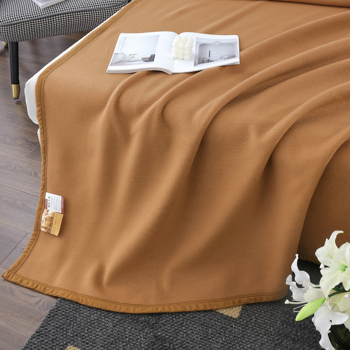 91家纺网 家纺一手货源 找家纺 （总）悦织湾家纺 2025新款双面绒宾馆酒店毯涤纶仿羊绒毯纯色驼色毛毯可供跨境可开专票可定制颜色尺寸