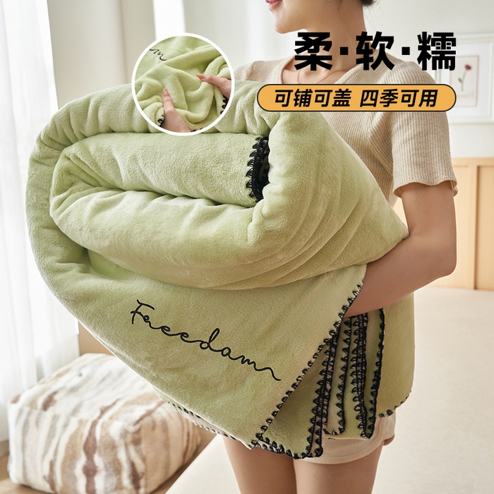 91家纺网 家纺一手货源 找家纺 （总）艾佳 2025A类加厚双面牛奶绒多功能四季毯-绣花毛毯