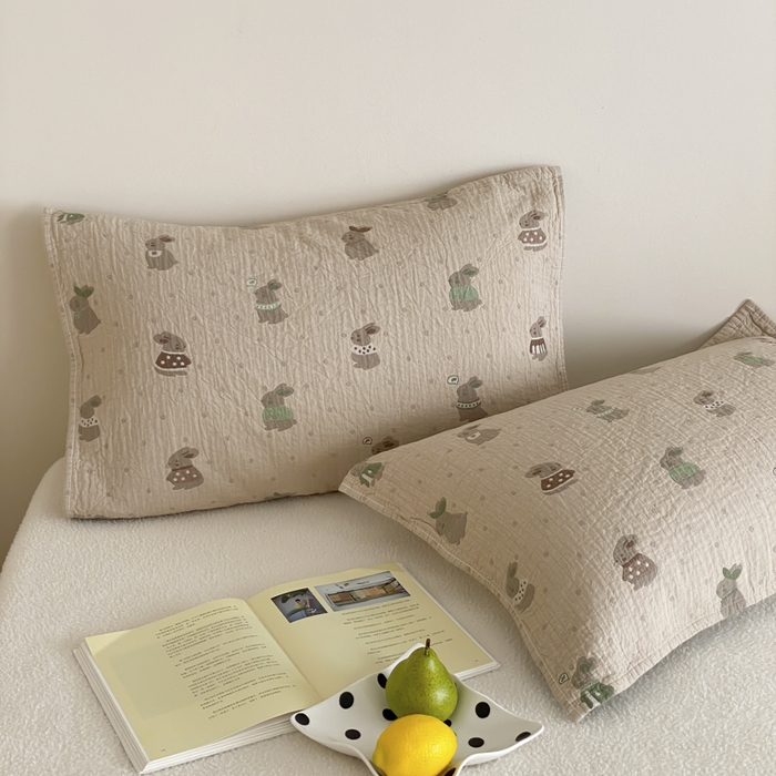 91家纺网 家纺一手货源 找家纺 （总）麻依 2025新款安心棉枕巾四层全棉纱布枕头皮