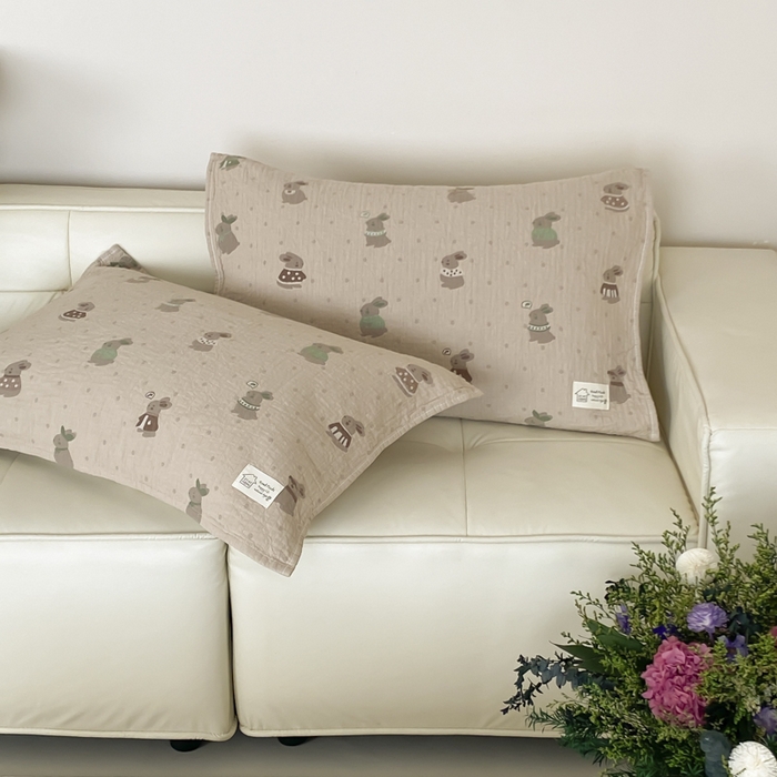 91家纺网 家纺一手货源 找家纺 （总）麻依 2025新款安心棉枕巾四层全棉纱布枕头皮