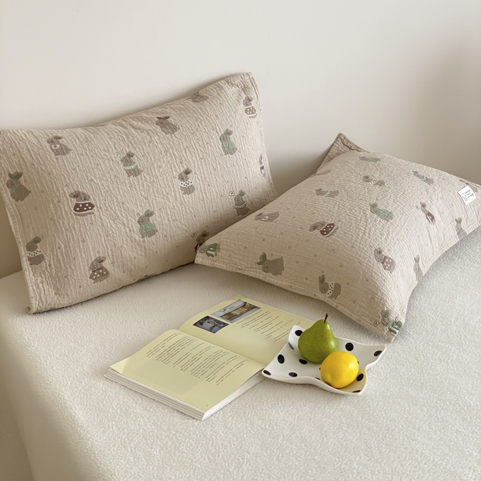 91家纺网 家纺一手货源 找家纺 （总）麻依 2025新款安心棉枕巾四层全棉纱布枕头皮