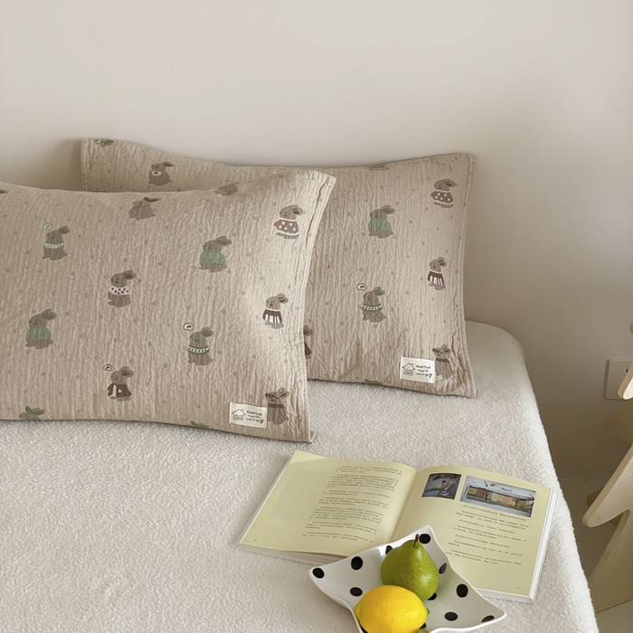 91家纺网 家纺一手货源 找家纺 （总）麻依 2025新款安心棉枕巾四层全棉纱布枕头皮