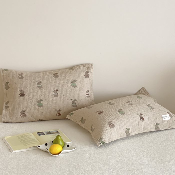 91家纺网 家纺一手货源 找家纺 （总）麻依 2025新款安心棉枕巾四层全棉纱布枕头皮