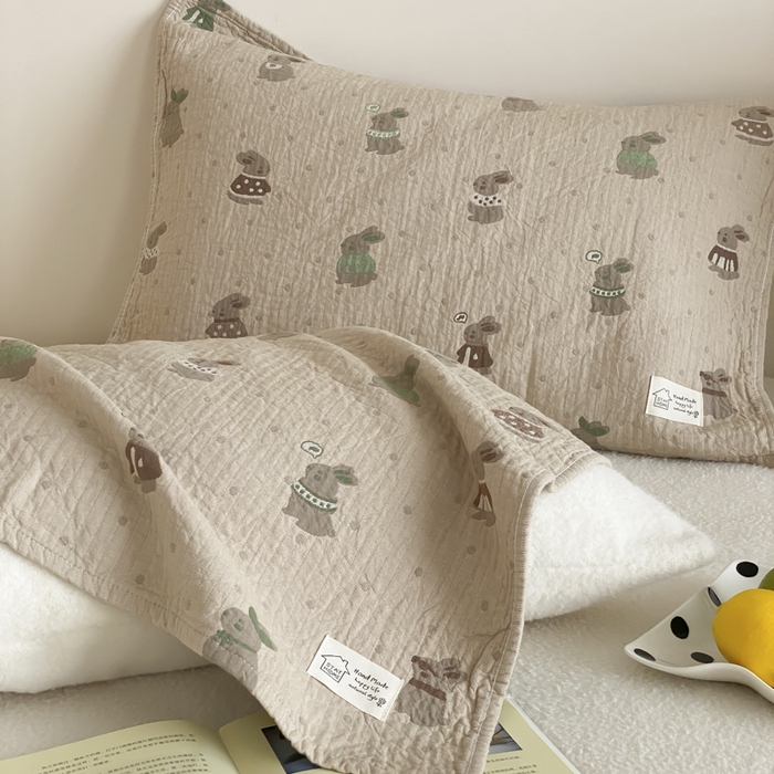 91家纺网 家纺一手货源 找家纺 （总）麻依 2025新款安心棉枕巾四层全棉纱布枕头皮