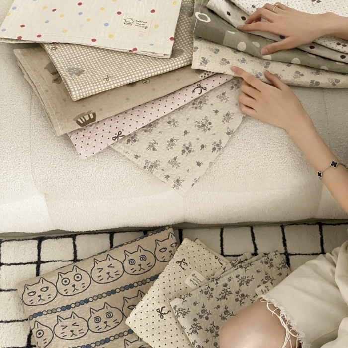 91家纺网 家纺一手货源 找家纺 麻依 2025新款安心棉枕巾四层全棉纱布枕头皮 组合图