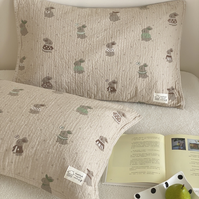 91家纺网 家纺一手货源 找家纺 （总）麻依 2025新款安心棉枕巾四层全棉纱布枕头皮