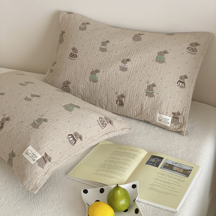 91家纺网 家纺一手货源 找家纺 （总）麻依 2025新款安心棉枕巾四层全棉纱布枕头皮