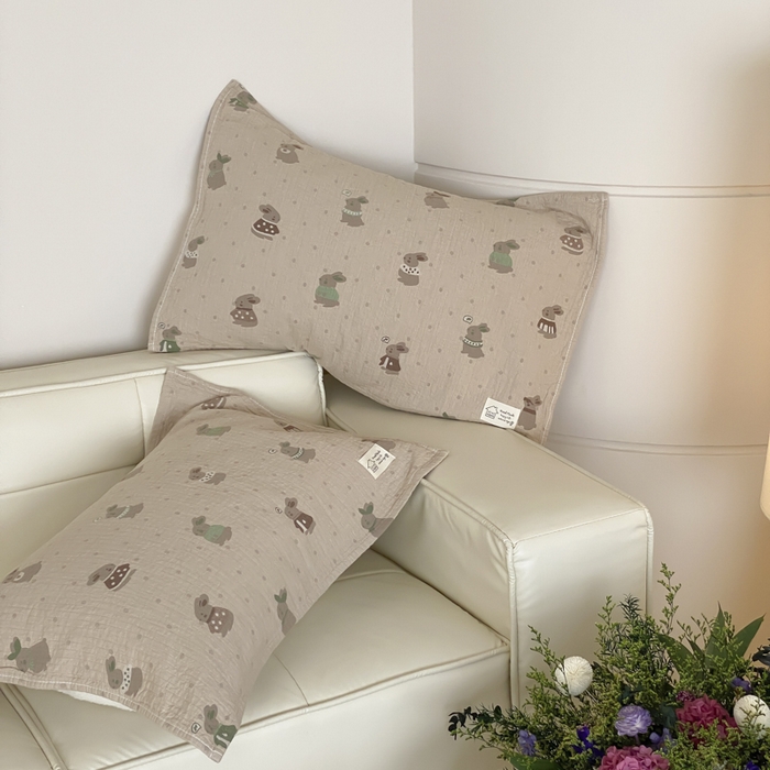 91家纺网 家纺一手货源 找家纺 （总）麻依 2025新款安心棉枕巾四层全棉纱布枕头皮