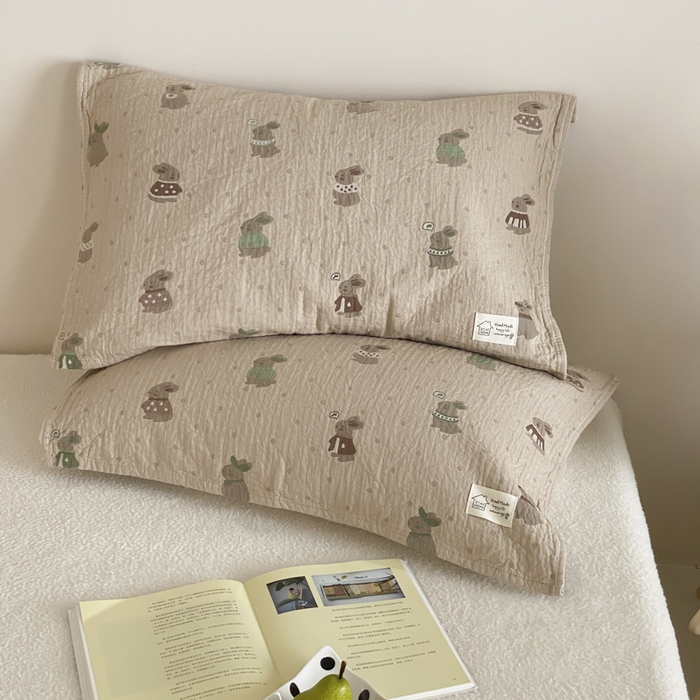 91家纺网 家纺一手货源 找家纺 （总）麻依 2025新款安心棉枕巾四层全棉纱布枕头皮