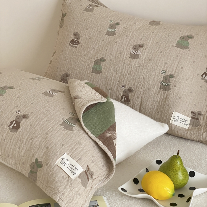 91家纺网 家纺一手货源 找家纺 （总）麻依 2025新款安心棉枕巾四层全棉纱布枕头皮