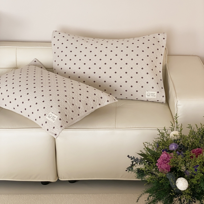 91家纺网 家纺一手货源 找家纺 麻依 2025新款安心棉枕巾四层全棉纱布枕头皮 小波点