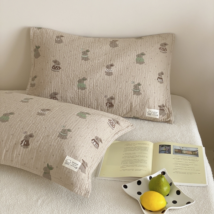 91家纺网 家纺一手货源 找家纺 （总）麻依 2025新款安心棉枕巾四层全棉纱布枕头皮