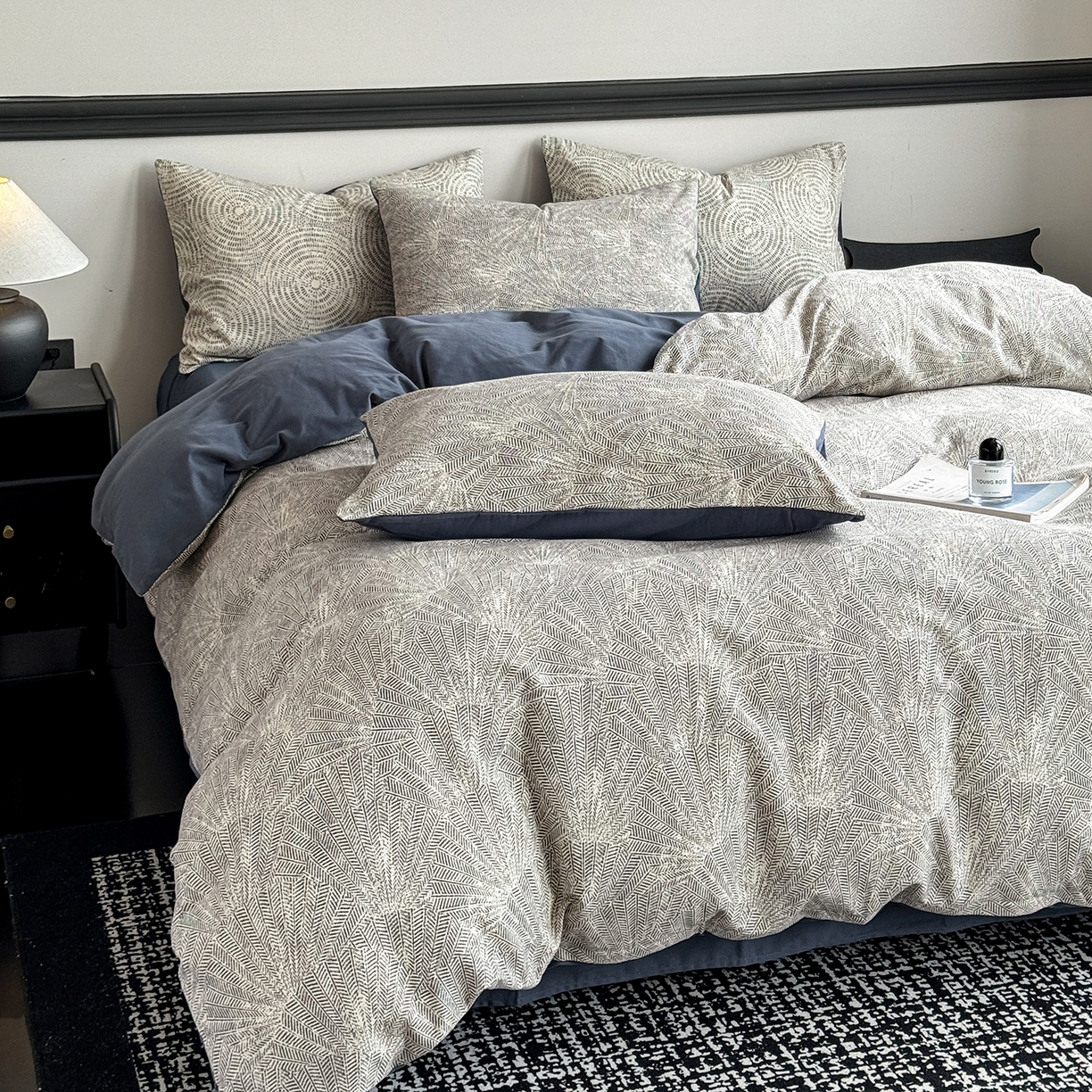 91家纺网 家纺一手货源 找家纺 红淳家纺 2025新款全棉加厚磨毛四件套 威廉-蓝