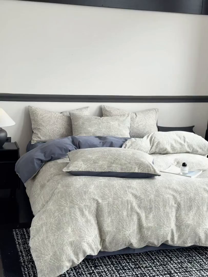 91家纺网 家纺一手货源 找家纺 红淳家纺 2025新款全棉加厚磨毛四件套 威廉-蓝