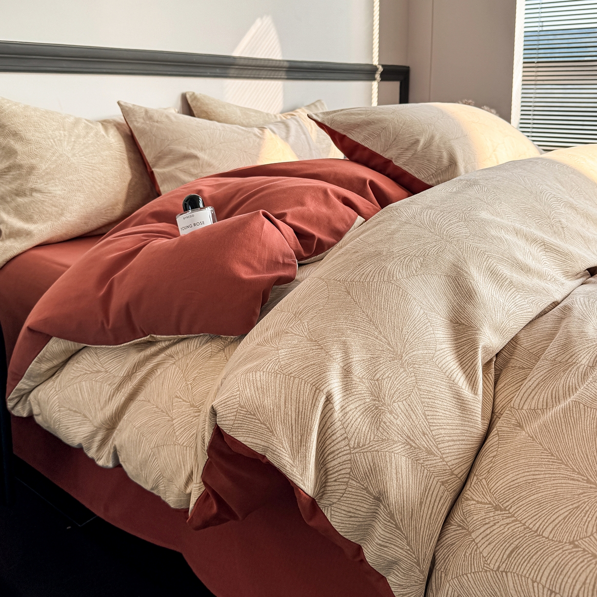 91家纺网 家纺一手货源 找家纺 红淳家纺 2025新款全棉加厚磨毛四件套 秋意-桔