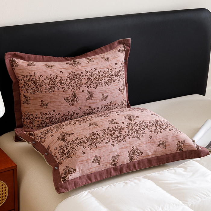 91家纺网 家纺一手货源 找家纺 （总）悦然毛巾被 2025新款全棉四层提花纱布美拉德凤格枕套