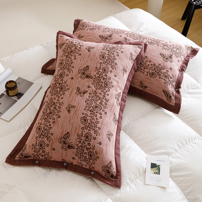 91家纺网 家纺一手货源 找家纺 （总）悦然毛巾被 2025新款全棉四层提花纱布美拉德凤格枕套