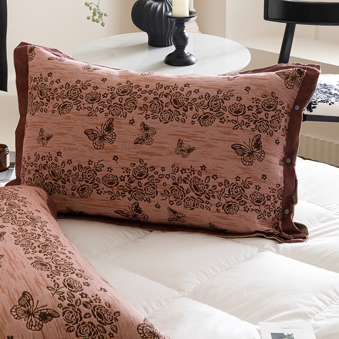 91家纺网 家纺一手货源 找家纺 （总）悦然毛巾被 2025新款全棉四层提花纱布美拉德凤格枕套