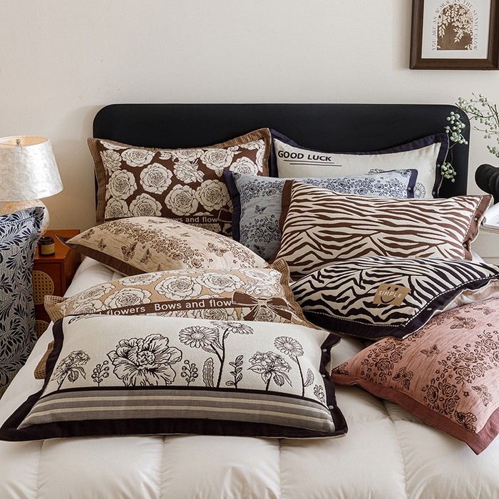 91家纺网 家纺一手货源 找家纺 （总）悦然毛巾被 2025新款全棉四层提花纱布美拉德凤格枕套