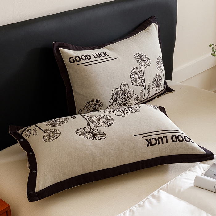 91家纺网 家纺一手货源 找家纺 悦然毛巾被 2025新款全棉四层提花纱布美拉德凤格枕套 素布花灰