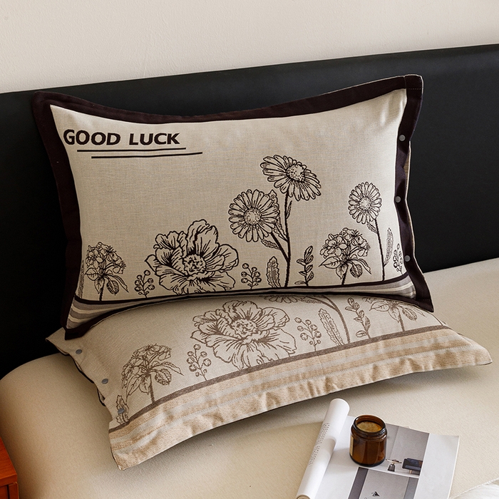 91家纺网 家纺一手货源 找家纺 悦然毛巾被 2025新款全棉四层提花纱布美拉德凤格枕套 素布花灰