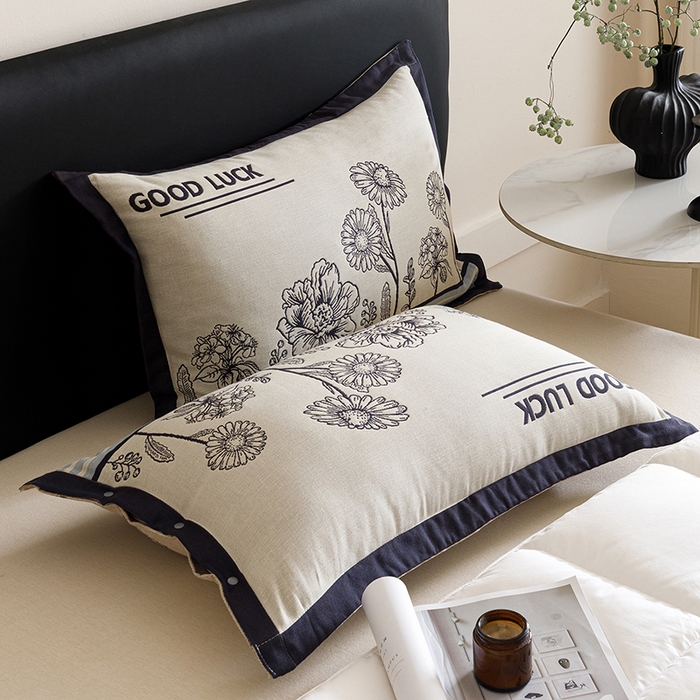 91家纺网 家纺一手货源 找家纺 悦然毛巾被 2025新款全棉四层提花纱布美拉德凤格枕套 素布花蓝