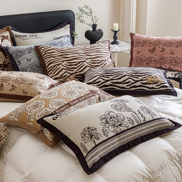 91家纺网 家纺一手货源 找家纺 悦然毛巾被 2025新款全棉四层提花纱布美拉德凤格枕套 组合