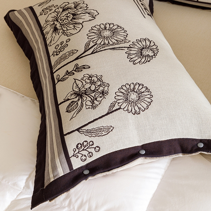 91家纺网 家纺一手货源 找家纺 悦然毛巾被 2025新款全棉四层提花纱布美拉德凤格枕套 素布花灰