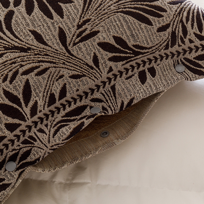 91家纺网 家纺一手货源 找家纺 悦然毛巾被 2025新款全棉四层提花纱布美拉德凤格枕套 蔓叶咖