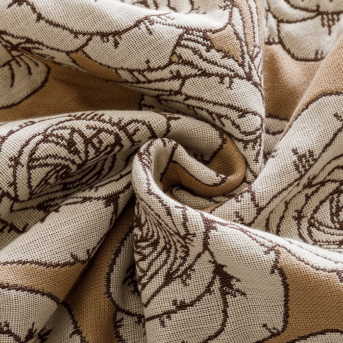 91家纺网 家纺一手货源 找家纺 悦然毛巾被 2025新款全棉四层提花纱布美拉德凤格枕套 玫瑰格调咖