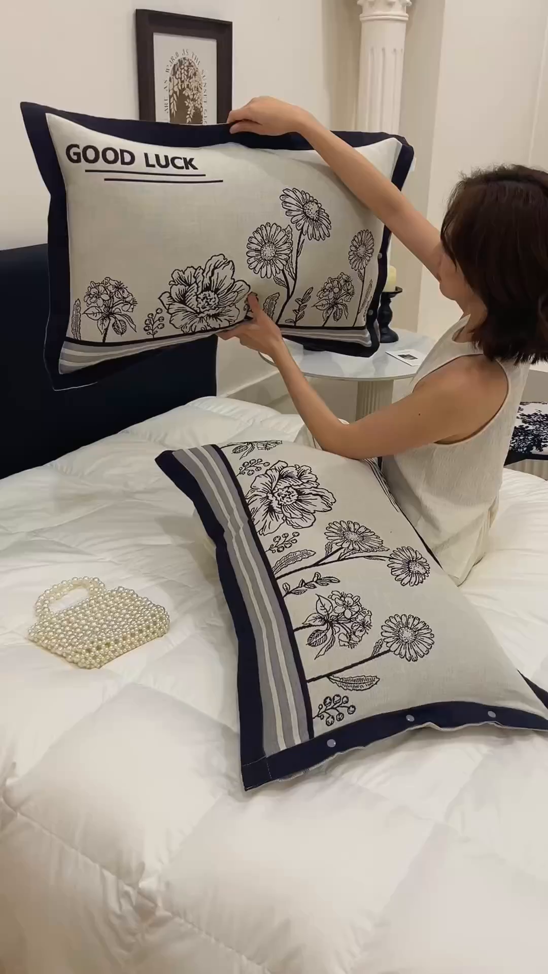 91家纺网 家纺一手货源 找家纺 悦然毛巾被 2025新款全棉四层提花纱布美拉德凤格枕套 素布花灰