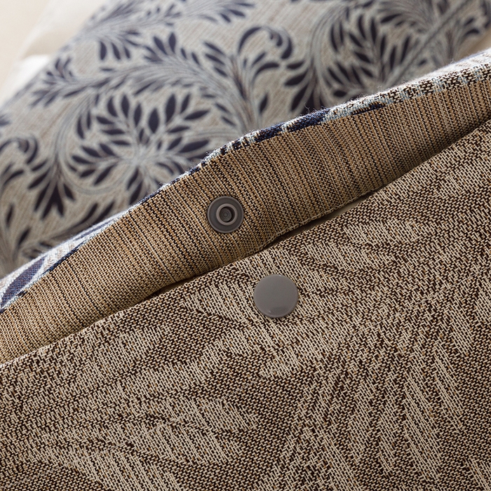 91家纺网 家纺一手货源 找家纺 悦然毛巾被 2025新款全棉四层提花纱布美拉德凤格枕套 蔓叶蓝