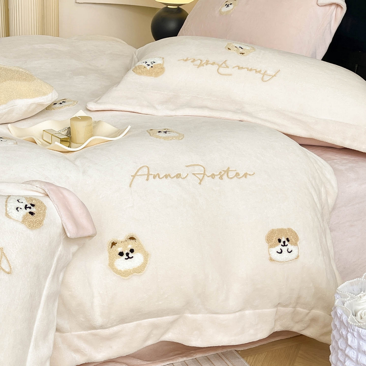 91家纺网 家纺一手货源 找家纺 （总）乔利卡沃 2025新款A类双面加厚保暖加绒宝宝绒刺绣被套床单卡通可爱床上用品牛奶绒四件套-元气萌宝