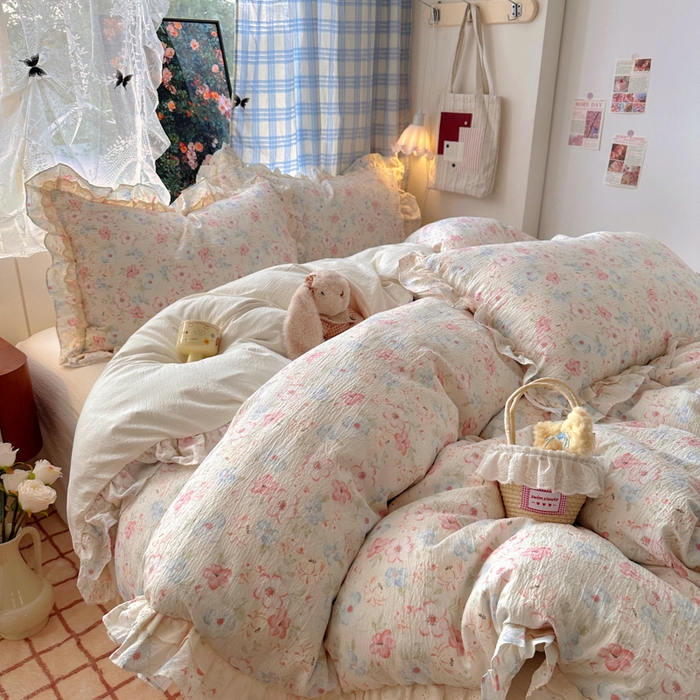 91家纺网 家纺一手货源 找家纺 阿曼达 2025新款法式双边印花花边款四件套 法式双边-月光恋人