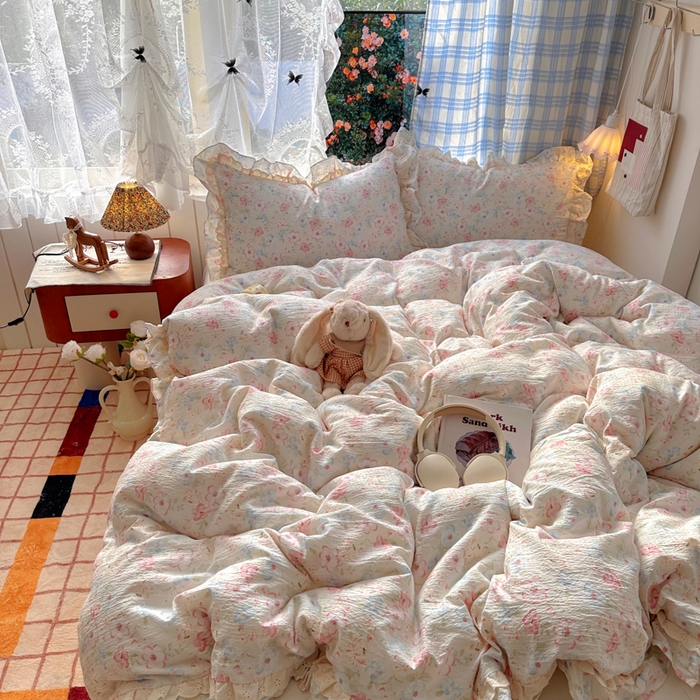 91家纺网 家纺一手货源 找家纺 阿曼达 2025新款法式双边印花花边款四件套 法式双边-月光恋人