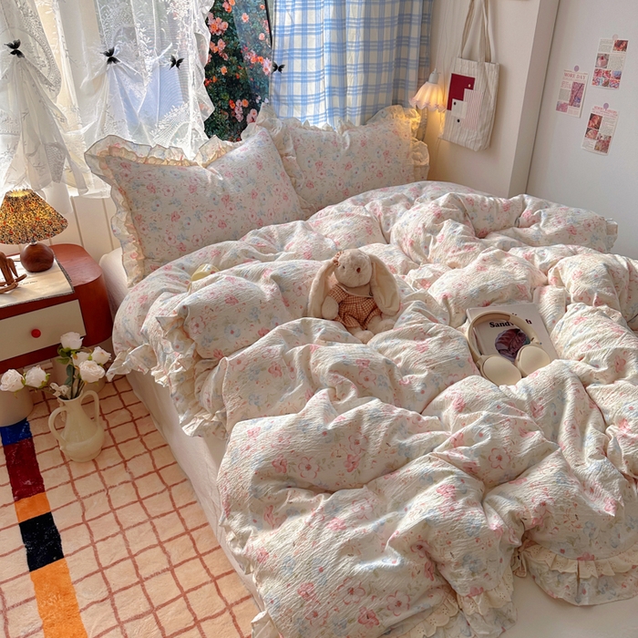 91家纺网 家纺一手货源 找家纺 阿曼达 2025新款法式双边印花花边款四件套 法式双边-月光恋人