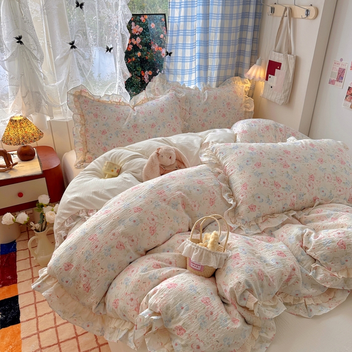 91家纺网 家纺一手货源 找家纺 阿曼达 2025新款法式双边印花花边款四件套 法式双边-月光恋人