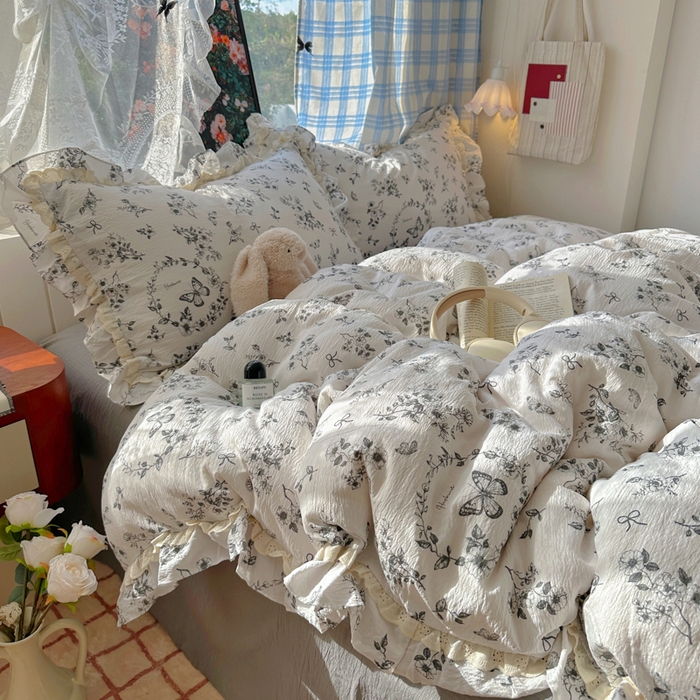 91家纺网 家纺一手货源 找家纺 阿曼达 2025新款法式双边印花花边款四件套 法式双边-秘密花园