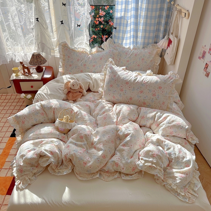 91家纺网 家纺一手货源 找家纺 阿曼达 2025新款法式双边印花花边款四件套 法式双边-月光恋人