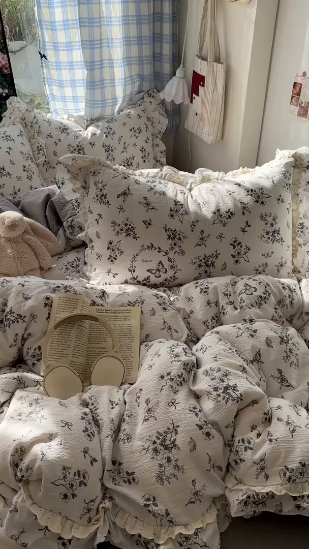 91家纺网 家纺一手货源 找家纺 阿曼达 2025新款法式双边印花花边款四件套 法式双边-秘密花园