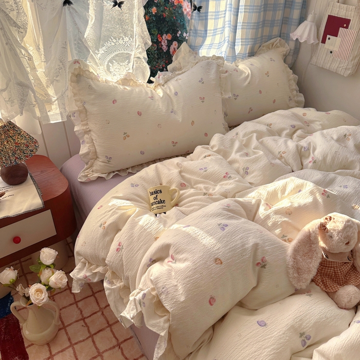 91家纺网 家纺一手货源 找家纺 阿曼达 2025新款法式双边印花花边款四件套 法式双边-草莓