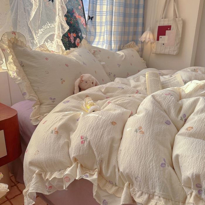 91家纺网 家纺一手货源 找家纺 阿曼达 2025新款法式双边印花花边款四件套 法式双边-草莓