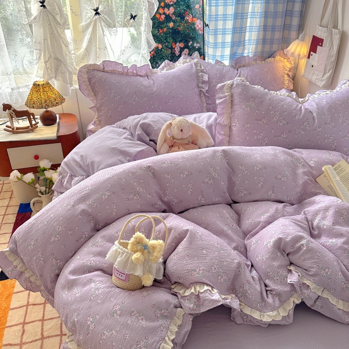 91家纺网 家纺一手货源 找家纺 阿曼达 2025新款法式双边印花花边款四件套 法式双边-田野