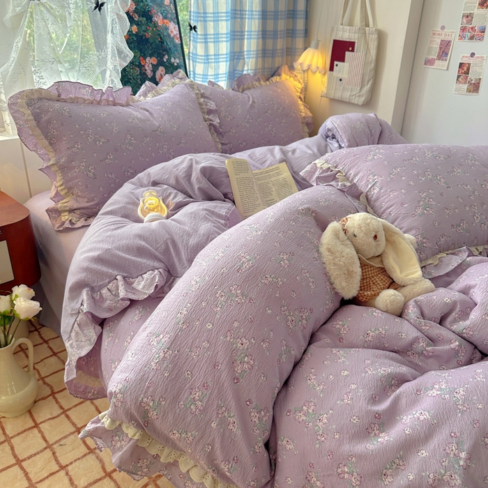 91家纺网 家纺一手货源 找家纺 阿曼达 2025新款法式双边印花花边款四件套 法式双边-田野