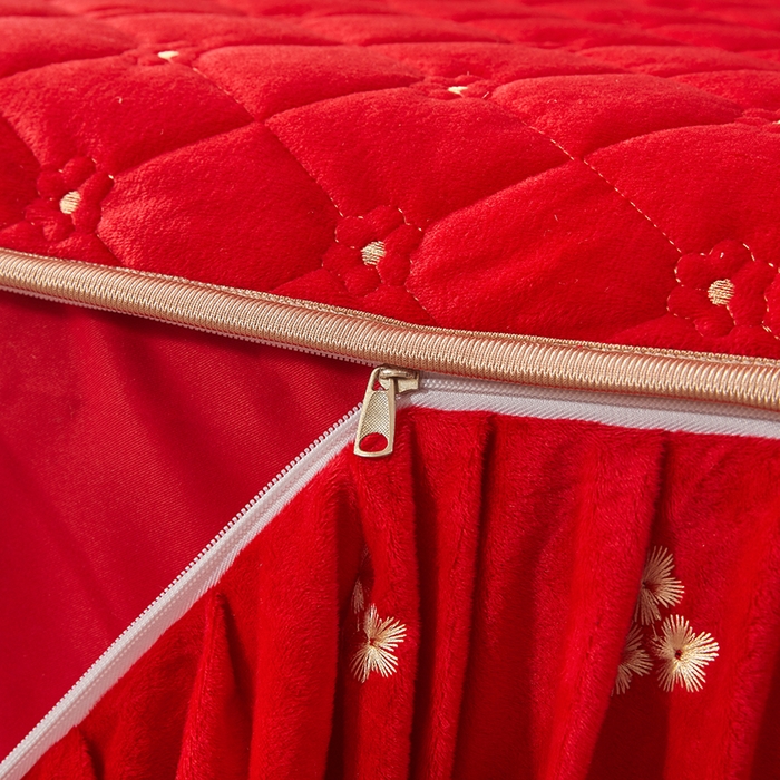 91家纺网 家纺一手货源 找家纺 （总）罗艺轩 2025新款婴儿绒加厚保暖床裙式四件套-心语