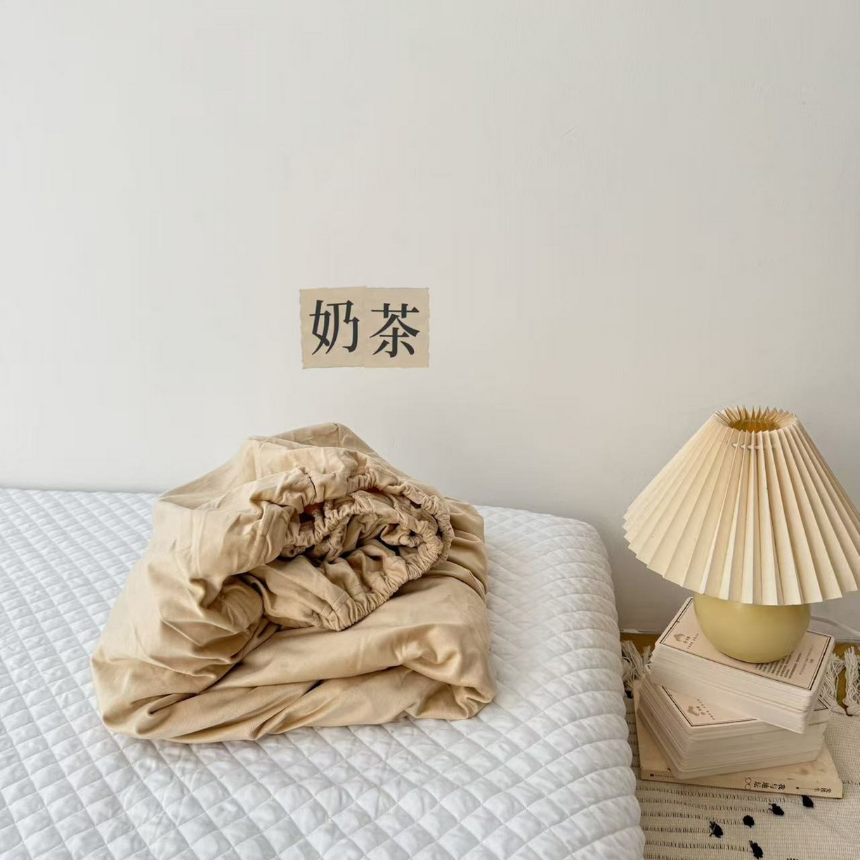 例外 2025新款日式良品190克高克重天鹅绒系列纯色四件套单品 奶茶